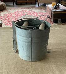 Vintage Galvanized Steel Mop Bucket | Farmhouse Planter ...