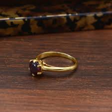Red Garnet Stone Solitaire Brass Ring, Minimalist Engagement ...