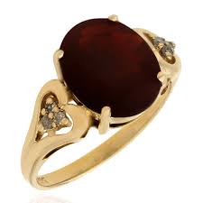 Garnet and Diamond Accent Ring in Yellow Gold – E.D. ...