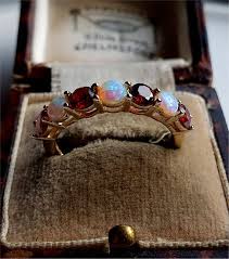 RARE Vintage 9ct Gold Opal and Garnet Eternity Ring. Gold Garnet and Opal Ring - Etsy