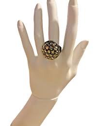 Vintage domed chunky pewter silver tone Cluster Statement ...