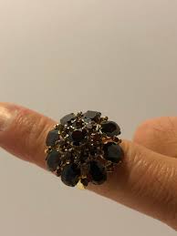 Vintage 14K Gold Floral Garnet Ring. - Etsy
