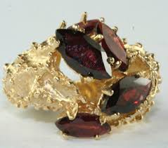 VINTAGE 1960'S MOD 14K GOLD 3.5 CARAT GARNET RING SIZE 7 | eBay