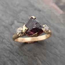 Alternative Engagement Ring Raw Purple Spinel 18k Yellow ...