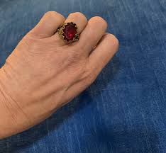 Vintage Twisted Braided Brass Red Glass Stone Ring Adjustable - Etsy Canada