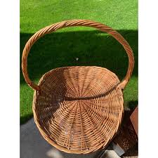 Vintage French Flower Gathering Harvest Basket | Chairish