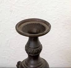 Pair of Antique Japanese Bronze Candlesticks / Incense ...