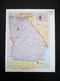 Vintage 1960 Georgia Map / Map Wall Art / Office Decor ...