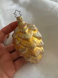 Gold Glitter Pinecone Inge Glas Blown Glass Ornament Germany ...