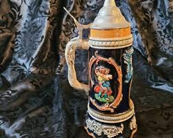 Vintage Large Ornate German Musical Stein With Small Dancing Girl in Center. - Etsy