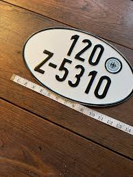 Vintage German Oval Import License Plate Embossed Black on White 120 Z - 5310 Like New - Etsy