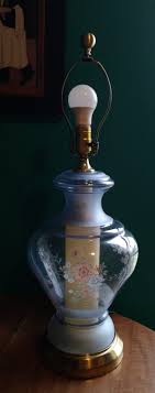 Vintage Three Way Blue Glass Floral Round Lamp Carl ...