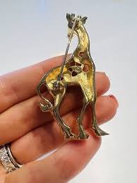 Swarovski Gold Plated Black Enamel Crystal Giraffe Brooch | eBay