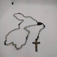 Vintage 59 Glass Bead Rosary With Metal Crucifix | eBay
