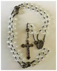 Two vintage rosaries - one from Lourdes with holy water in the center . For Sale at Ruby Lane