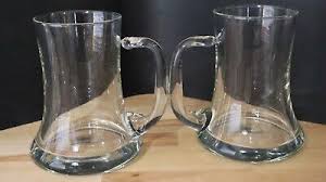 Set Of 4 Hand Blown Glass BEER Mug/Stein with wide bottom ...