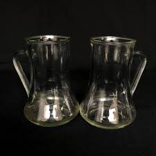 Pair of Vintage Clear Pressed Glass Mugs Tankards Steins - Etsy