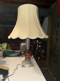 vintage ANTIQUE cut CRYSTAL cranberry RED Lalique? INDIANA glass TABLE lamp EUC | eBay