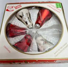 Vintage Red/white Glass Bell Christmas Tree Ornaments in ...