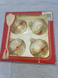 Vintage "The Victoria Collection" 4 pc in Box Christmas Ornaments Ribbon Gold | eBay