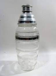 Art Deco Anchor Hocking Silver Rings Cocktail Shaker ...