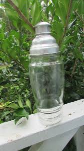 VINTAGE ETCHED GLASS GRAPE DESIGN COCKTAIL SHAKER BARWARE 11 ...