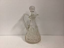 VINTAGE OIL AND VINEGAR CRUET SET WITH STOPPERS CLEAR GLASS ...
