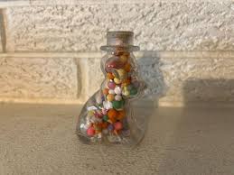 T.H. STOUGH CLEAR GLASS DOG CANDY CONTAINER W/ CANDY & ORIGINAL TOP HAT 1950'S | eBay