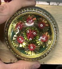Vintage MCM Japanese Glass Dome Paperweight, Foil Fans ...