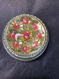 Vintage MCM Japanese Glass Dome Paperweight, Foil Fans ...