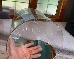 Extra Large Glass Dome Bell Jar/cloche Specimen Display W/wooden Base Green Felt - Etsy