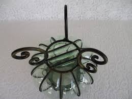 Vintage Glass Vase in Metal Framed Cage - Etsy