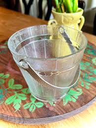 Ice Bucket Glass Metal Wood - Etsy