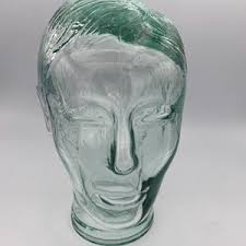 Vintage Green Glass Head - Androgenous Male Female Head - Handmade Glass Mannequin - Glass Display Head Hats Wigs - Vintage Art Glass - Prop - Etsy