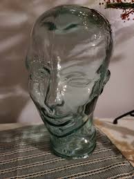 Vintage Clear Green Glass Display Store UNISEX MANNEQUIN HEAD Hat, Wig, Scarf | eBay