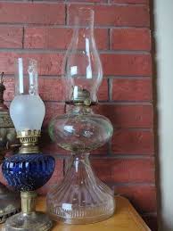 The Juno Lamp, 12", Cobalt Glass Oil Lamp, 12" And Glass Oil Lamp, 18" - Mayo Auction & Realty