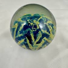 Paper Weight Blue yellow star inside a sphere 2.5” Diameter ...