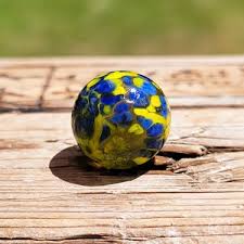 Rare Speckled Sea Glass Marble | Blue and Yellow - Etsy