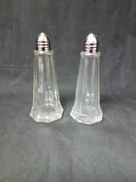 Salt & Pepper Shakers, Glass w/Metal Lids, 4.5" T x 1.75" W ...
