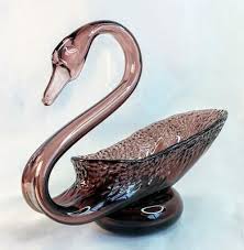 Vintage Purple Amethyst Art Glass Swan | eBay
