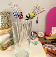 Glass Drinking Straws, Dishwasher Safe Reusable Bent Drinks ...