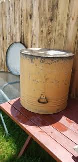 Vintage Galvanized dry container seed flour with lid 21" huge antique farming | eBay