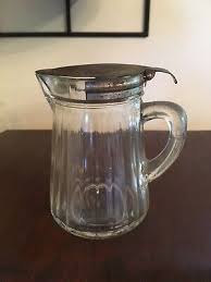 Vintage Glass Creamer Syrup Pitcher Distressed Metal Lid | eBay