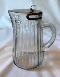 Nice Vintage Heavy Paneled Glass Syrup Dispenser w Metal Top Patent Date 1914 | eBay