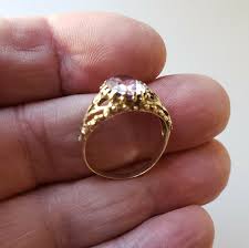 14K Yellow Ring Purple Blue Sapphire Brutalist Filigree 2.8g ...