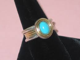 Stunning 950 Silver & 18 Karat Gold Ring ~ Turquoise Center ...