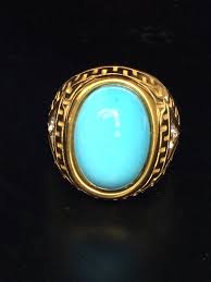 Rare Blue Turquoise Stone Magic Ring / Charm Silver Gold ...