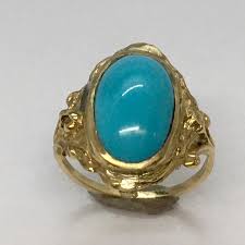 Vintage 14K Gold Persian Turquoise Ring - Retro Cocktail ...