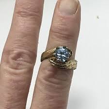 Vintage Signed A 18K GE Gold Plated Blue Topaz Stone Swirl Ring sz 6 | eBay