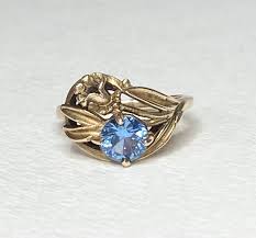 Art Nouveau Style Vintage Synthetic Spinel Floral Ring Solid 10k Yg Size 6 - Etsy